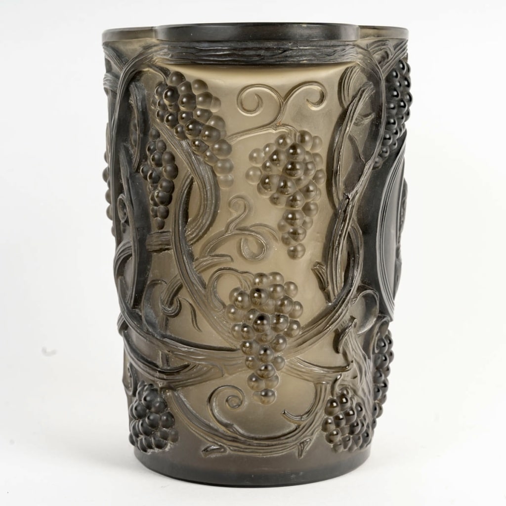 1922 René Lalique - Vase Seau à Champagne Saint Odile Verre Fumé Topaze 