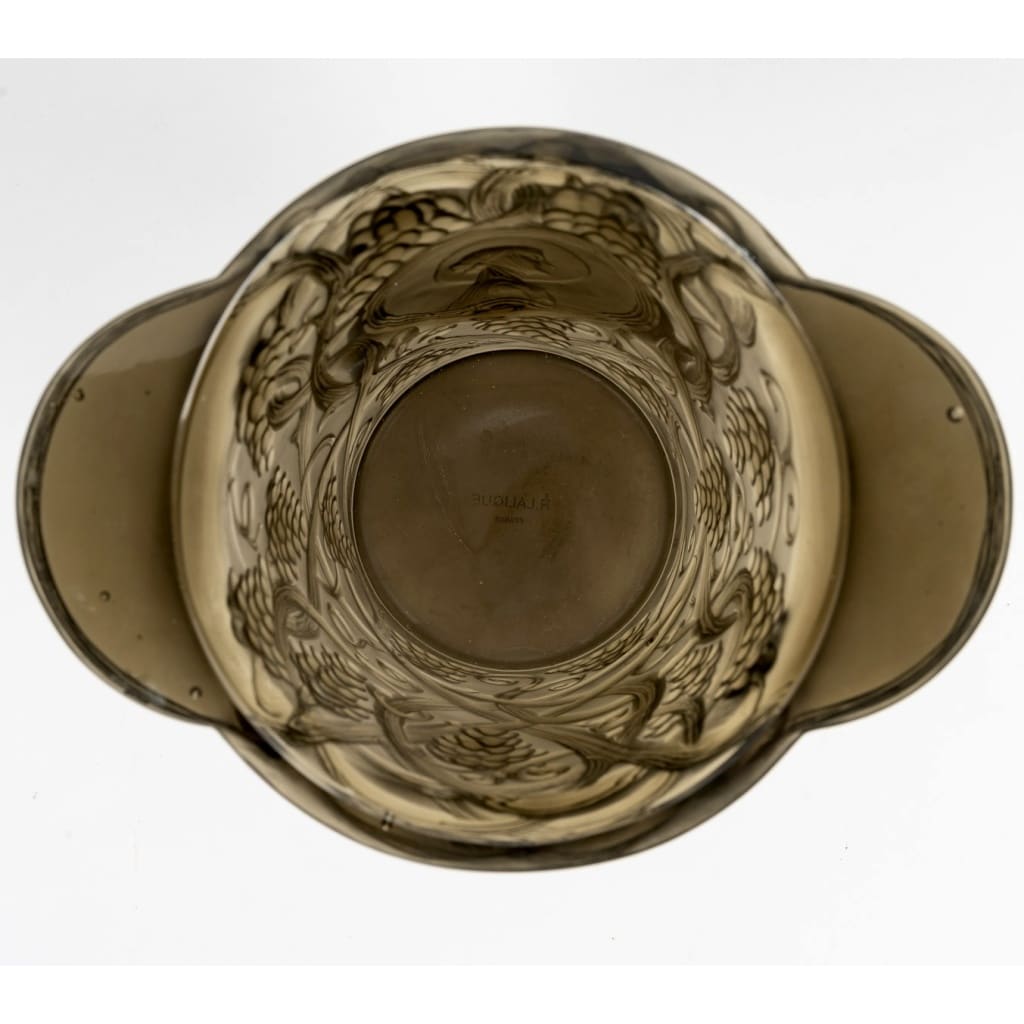 1922 René Lalique - Vase Seau à Champagne Saint Odile Verre Fumé Topaze 