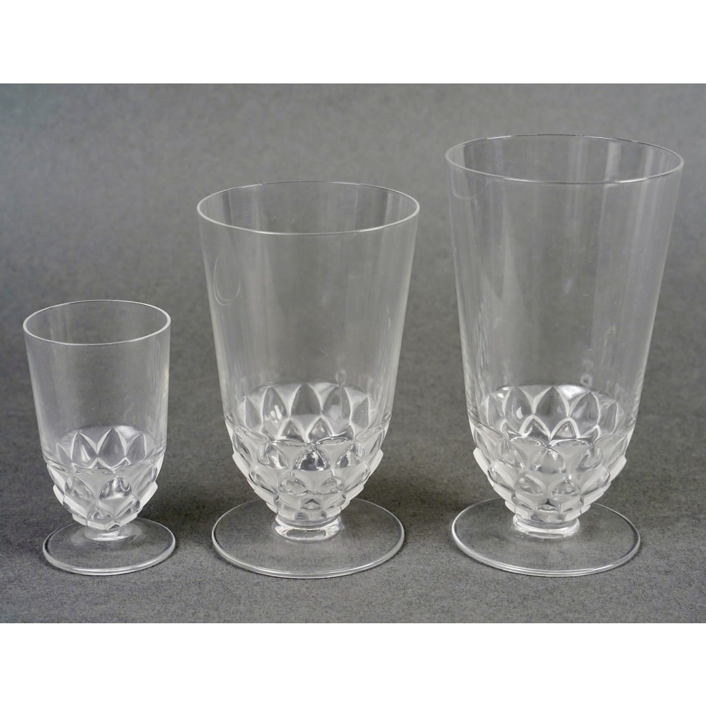 1930 René Lalique - Service Saint Cyr Verre Blanc - 24 Pièces 