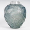 1921 René Lalique - Vase Archers Verre Blanc Patiné Bleu 