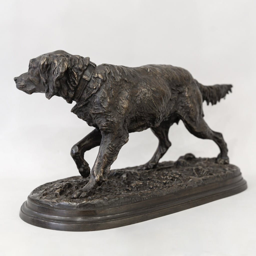 Sculpture - Chien Épagneul Français Fabio N°2 , Pierre - Jules Mêne (1810-1879) - Bronze 