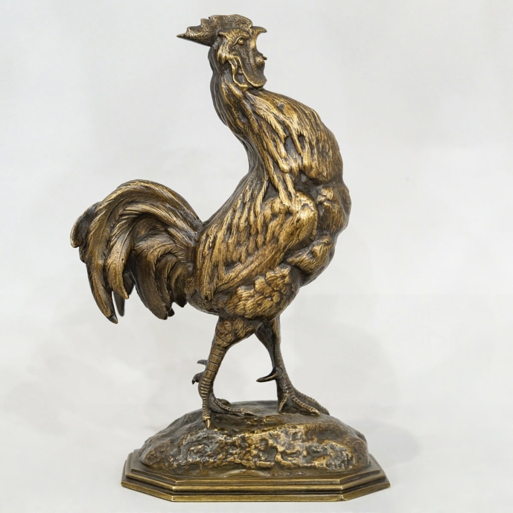 Sculpture- Le Coq , Alfred Barye (1839-1895) - Bronze 