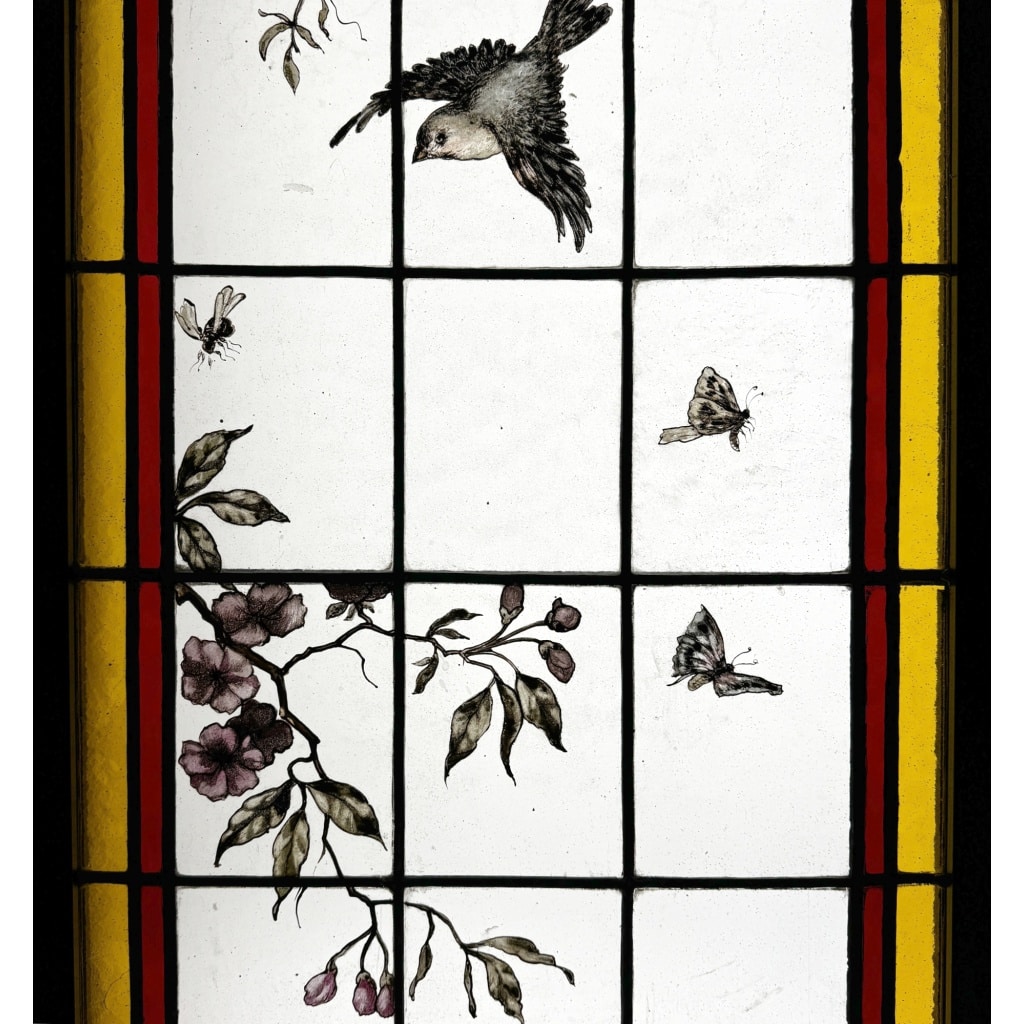 Vitraux aux fleurs et oiseaux (223 x 180 cm) 