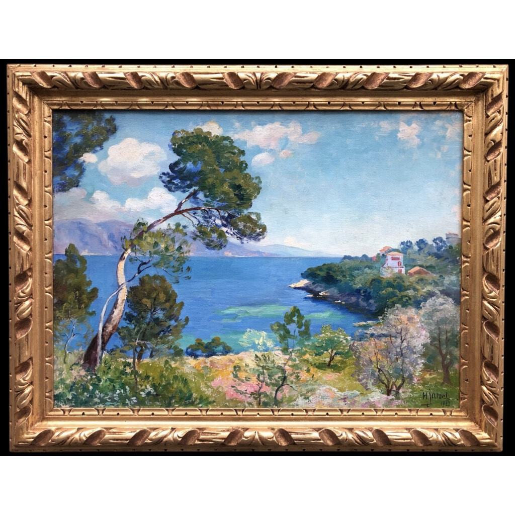 JAMET Henri Le Cap Ferrat en 1927 Huile sur toile signée et datée 1927 certificat d’authenticité 