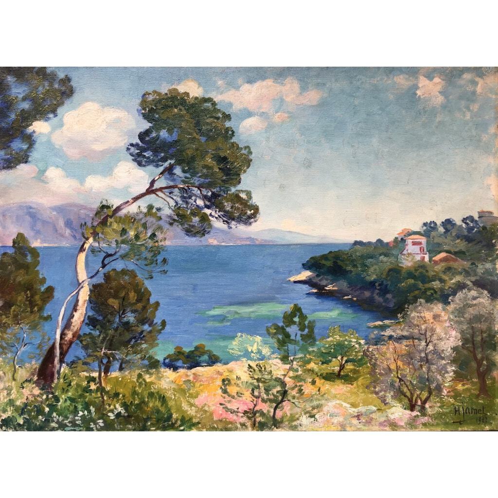 JAMET Henri Le Cap Ferrat en 1927 Huile sur toile signée et datée 1927 certificat d’authenticité 