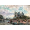 LEBOURG Albert Notre Dame de Paris vue du quai de la Tournelle en automne Huile sur toile signée Certificat d’authenticité 