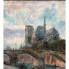 LEBOURG Albert Notre Dame de Paris vue du quai de la Tournelle en automne Huile sur toile signée Certificat d’authenticité 