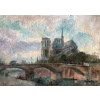 LEBOURG Albert Notre Dame de Paris vue du quai de la Tournelle en automne Huile sur toile signée Certificat d’authenticité 