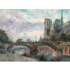 LEBOURG Albert Notre Dame de Paris vue du quai de la Tournelle en automne Huile sur toile signée Certificat d’authenticité 