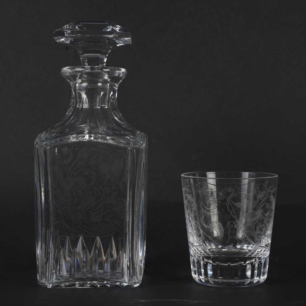 Cristallerie De Baccarat Service à Wisky Modèle Charme, Carafe Et 6 Gobelets 