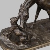 Groupe En Bronze "Jument À L’ Écurie Jouant Avec Un Chien" , Pierre - Jules Mêne (1810-1879) 