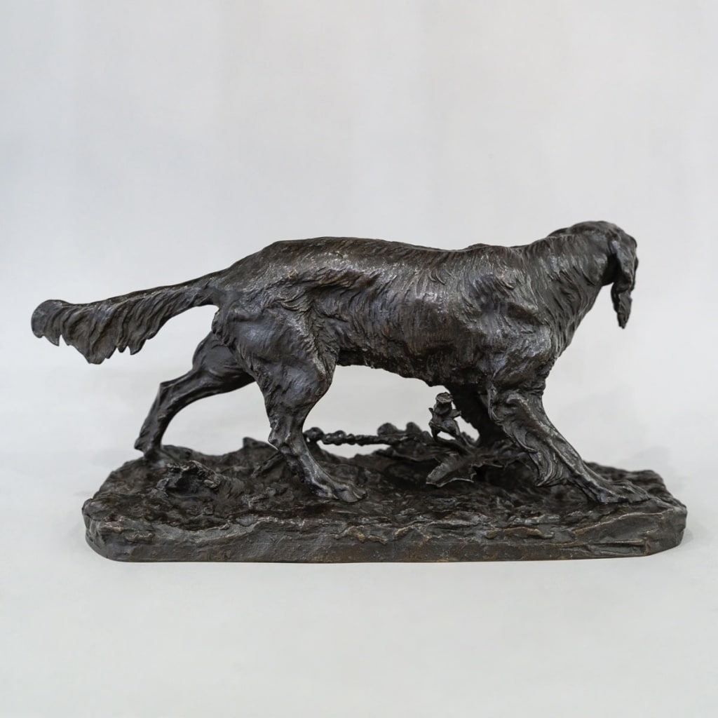 Sculpture - Chien De Chasse Setter , Pierre- Jules Mêne (1810-1879) - Bronze 