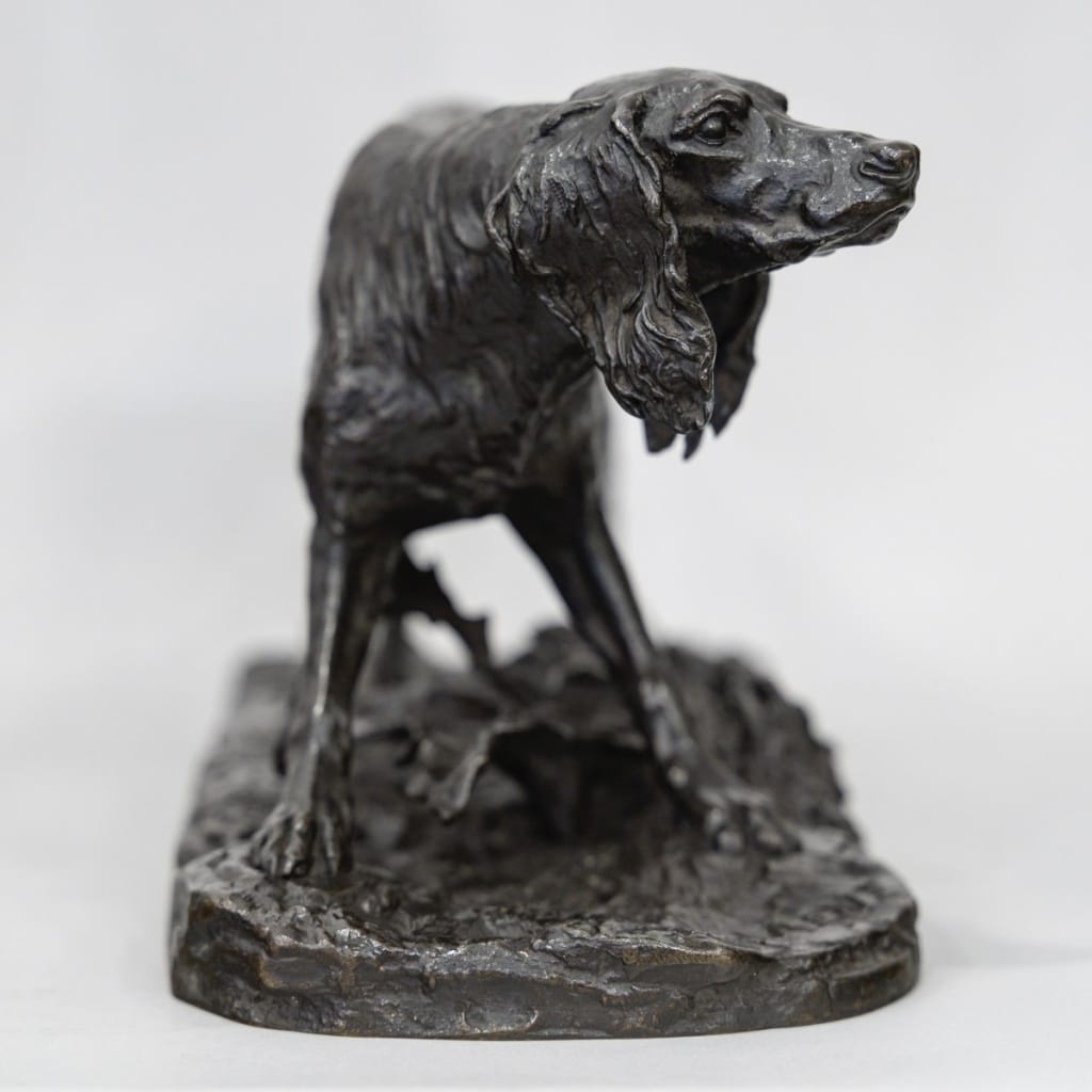 Sculpture - Chien De Chasse Setter , Pierre- Jules Mêne (1810-1879) - Bronze 