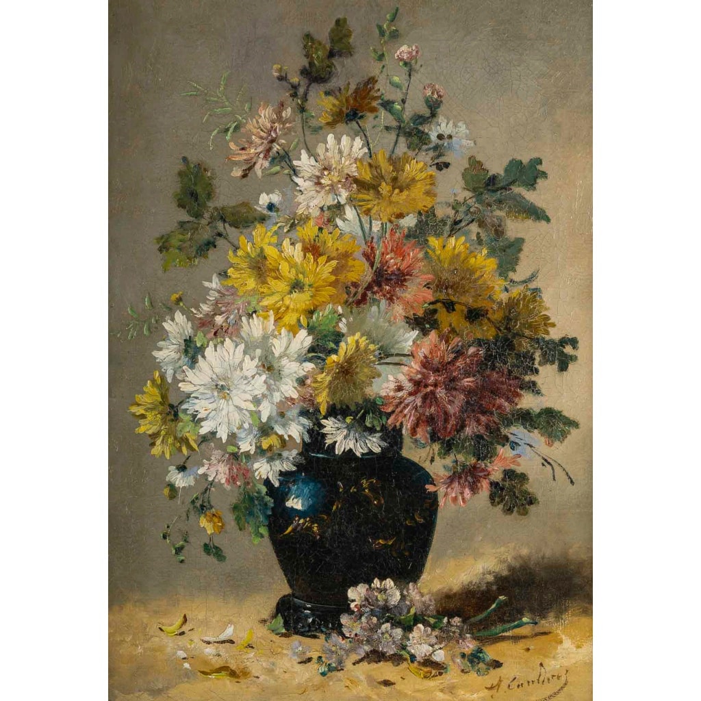 Eugène Henri Cauchois (1850-1911) Bouquet de marguerites huile sur toile vers 1890 