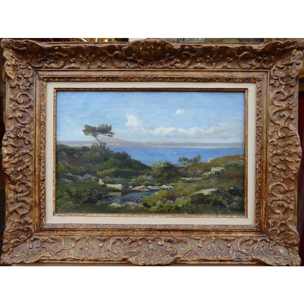 LANSYER Emmanuel Peinture 19ème Siècle Paysage De Méditerranée Huile Sur Toile Signée Datée Certificat 