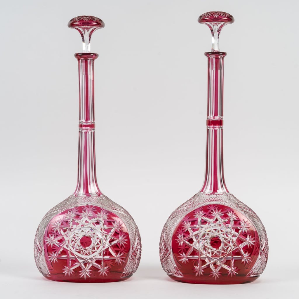 Cristallerie De Baccarat, Paire De Carafes Collection dite "du Tsar". Edition d'Origine. 