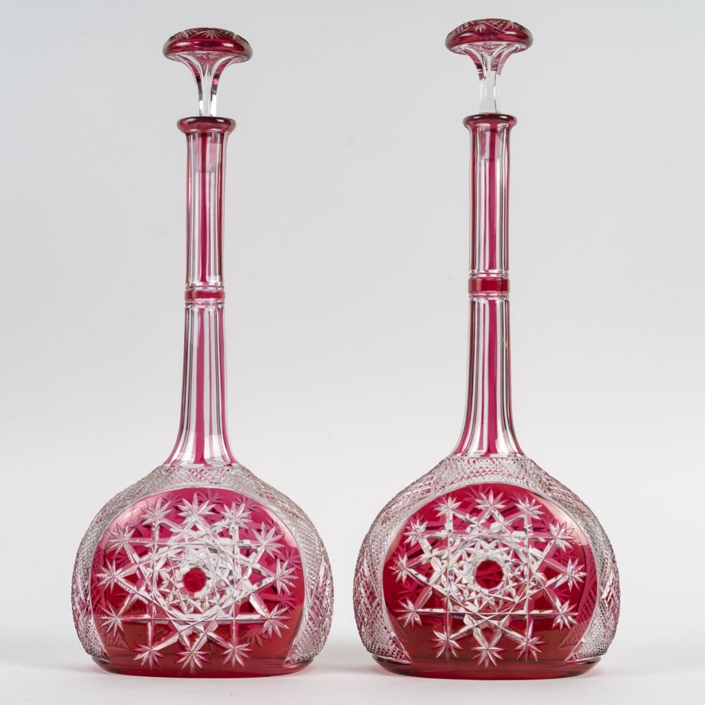 Cristallerie De Baccarat, Paire De Carafes Collection dite "du Tsar". Edition d'Origine. 