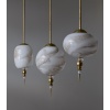 Suspensions in Brass with Painted Glass Globes 