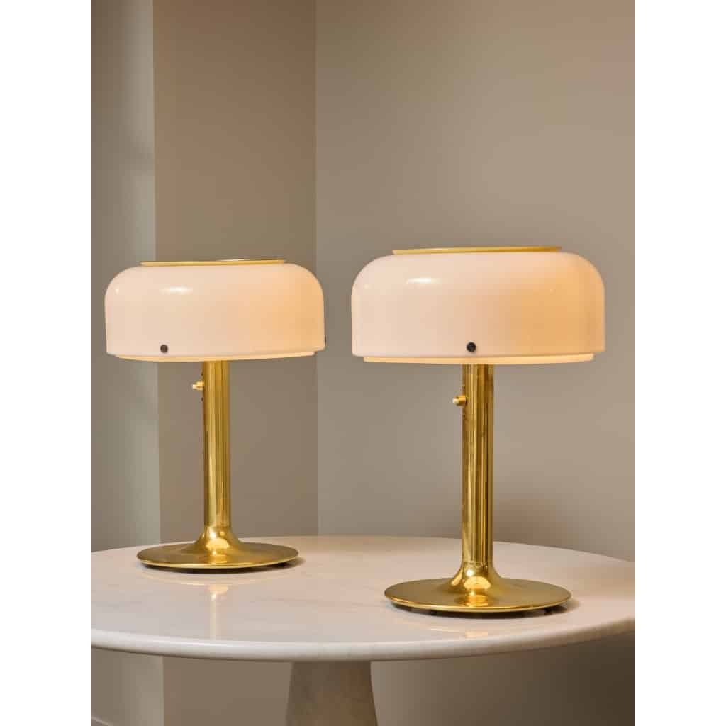 Pair of Brass and Acrylic Knubbling Table Lamps by Anders Pherson 