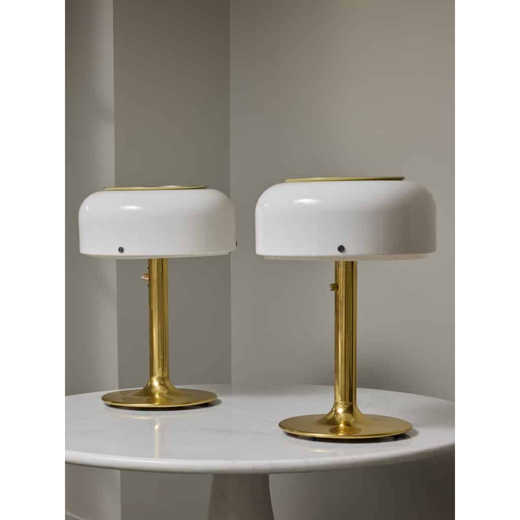 Pair of Brass and Acrylic Knubbling Table Lamps by Anders Pherson 