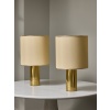 Pair of Brass Cylindrical Lamps 