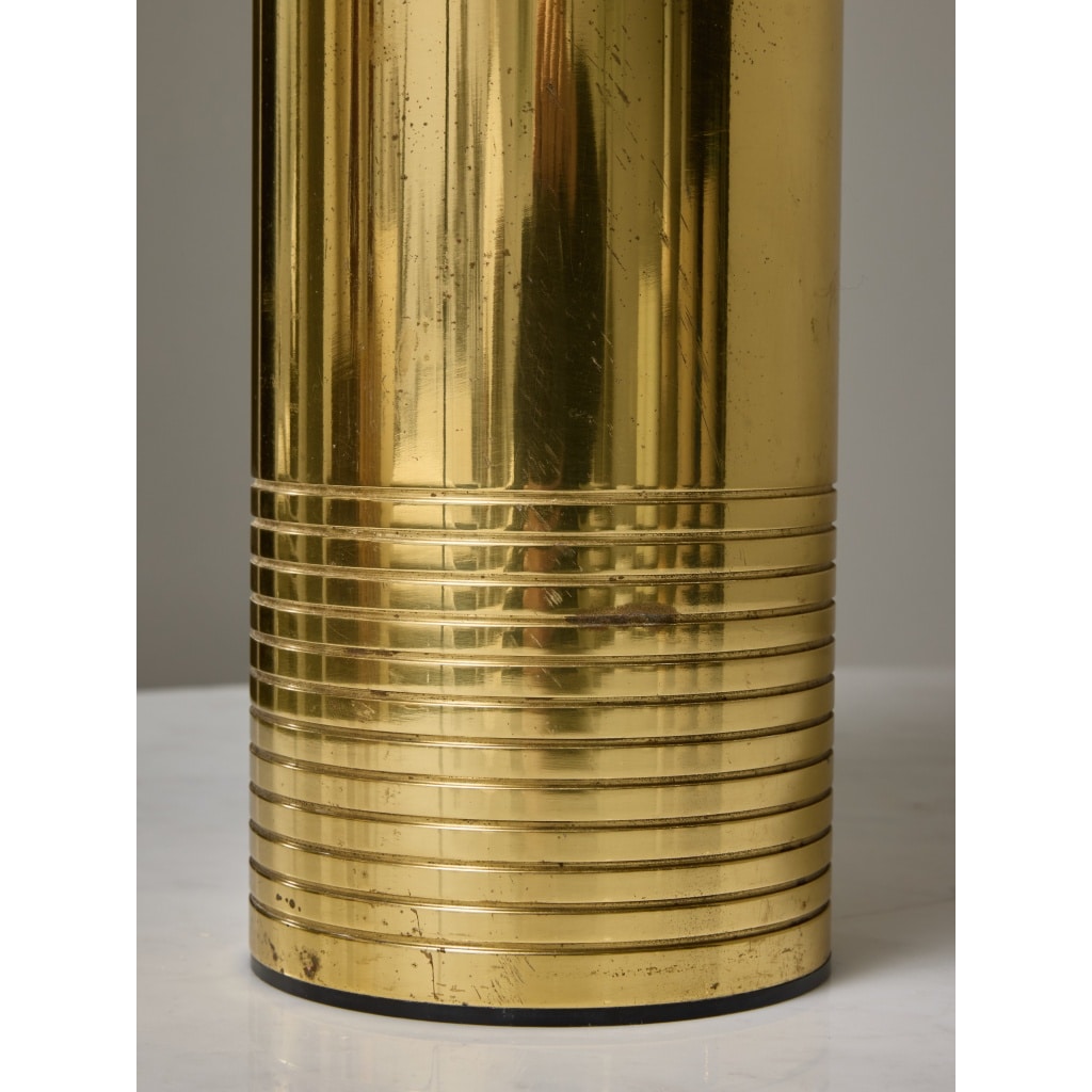 Pair of Brass Cylindrical Lamps 