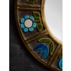 Round Mithe Espelt Ceramic Mirror with Blue Flower Decors 