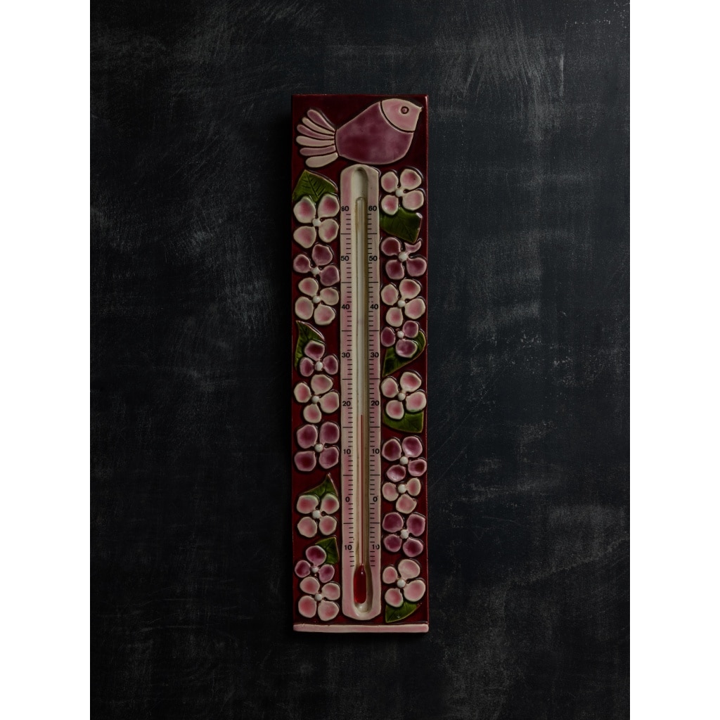 Ceramic Thermometer by Mithé Espelte with Bird Decor 