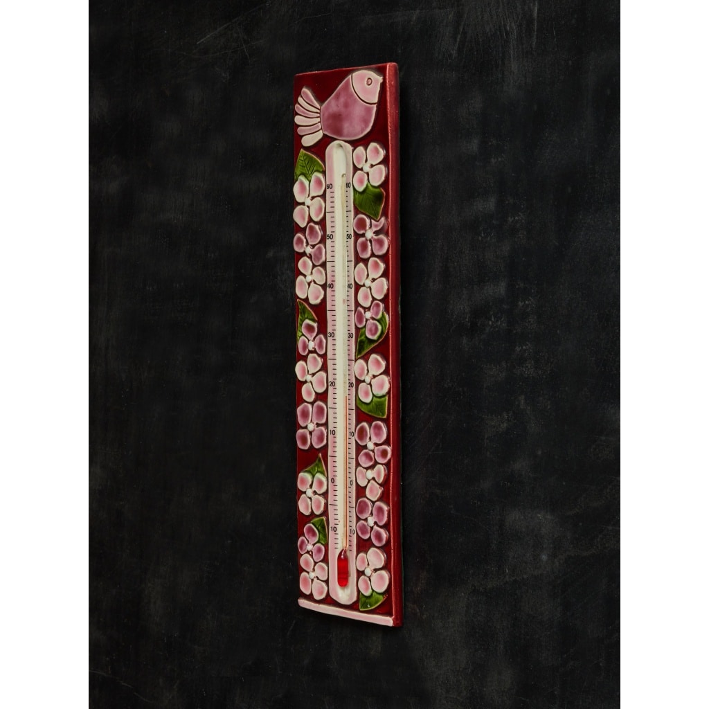 Ceramic Thermometer by Mithé Espelte with Bird Decor 