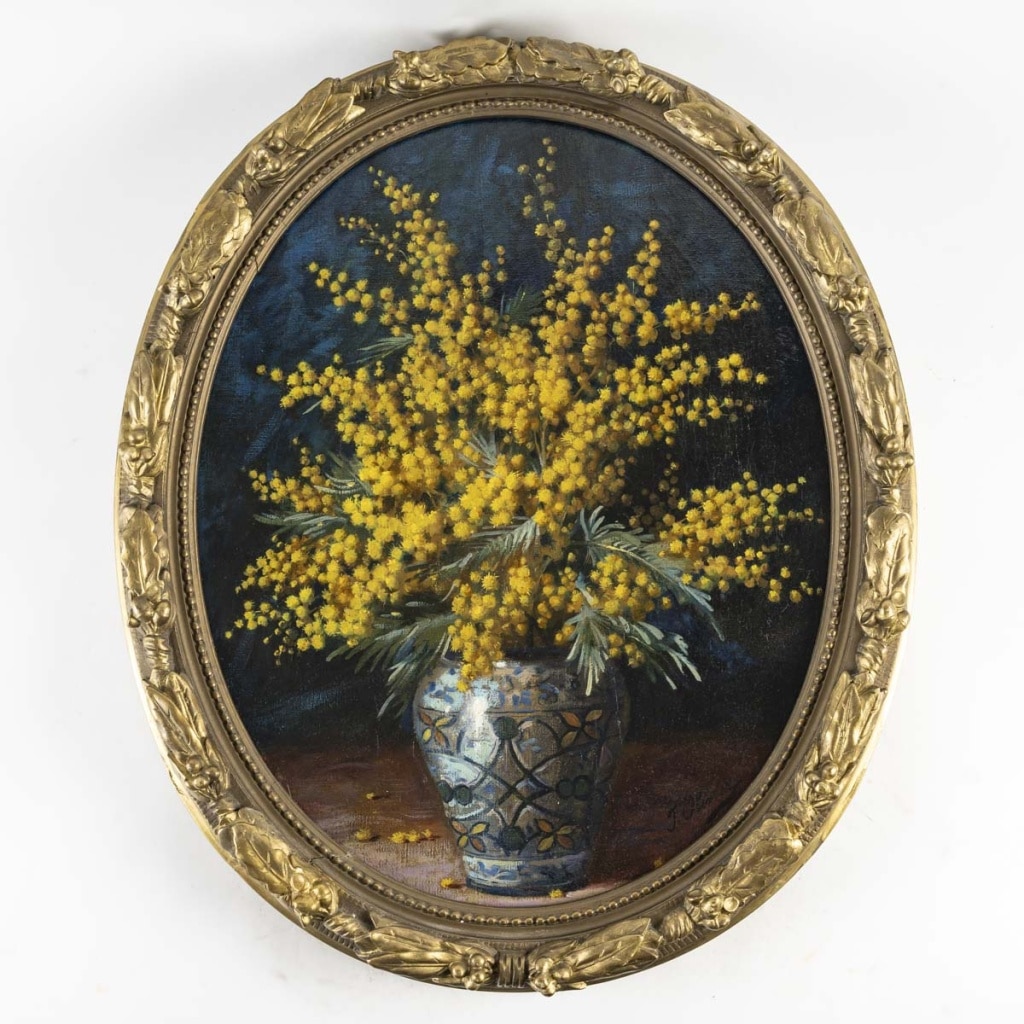 Vase aux mimosas, par J. Olivier 