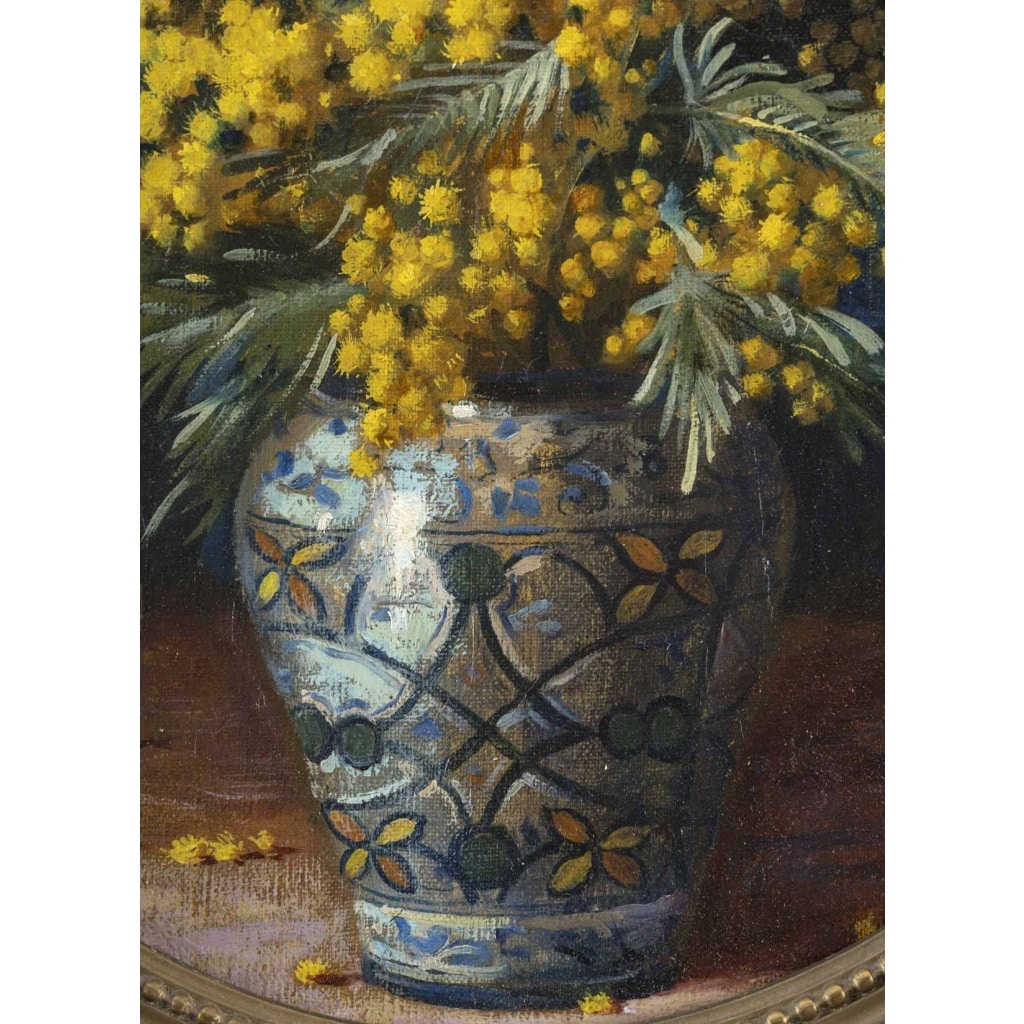 Vase aux mimosas, par J. Olivier 