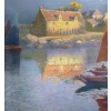 BOUVET Max Peinture Française Marine 20ème Siècle Petit Port Breton Huile Sur toile Signée Certificat 