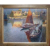 BOUVET Max Peinture Française Marine 20ème Siècle Petit Port Breton Huile Sur toile Signée Certificat 