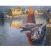 BOUVET Max Peinture Française Marine 20ème Siècle Petit Port Breton Huile Sur toile Signée Certificat 