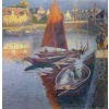 BOUVET Max Peinture Française Marine 20ème Siècle Petit Port Breton Huile Sur toile Signée Certificat 