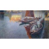 BOUVET Max Peinture Française Marine 20ème Siècle Petit Port Breton Huile Sur toile Signée Certificat 