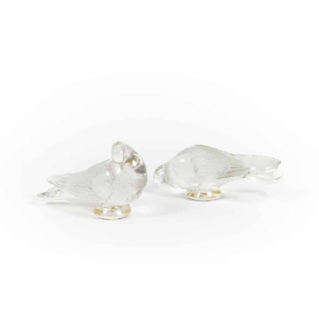 R Lalique, Paire de Pigeon Vervier et Pigeon « GAND » 