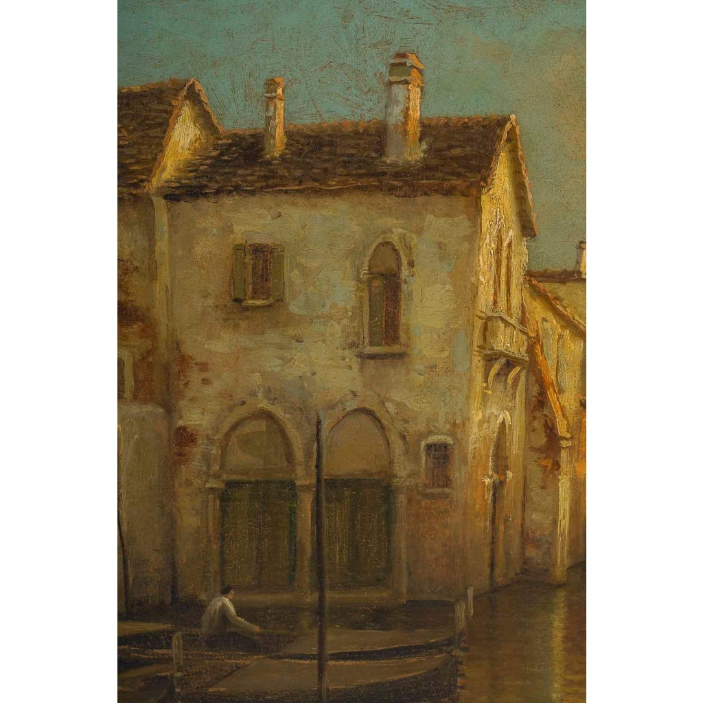 Alphonse Lecoz Venise et ses Canaux huile sur toile vers 1890-1900 