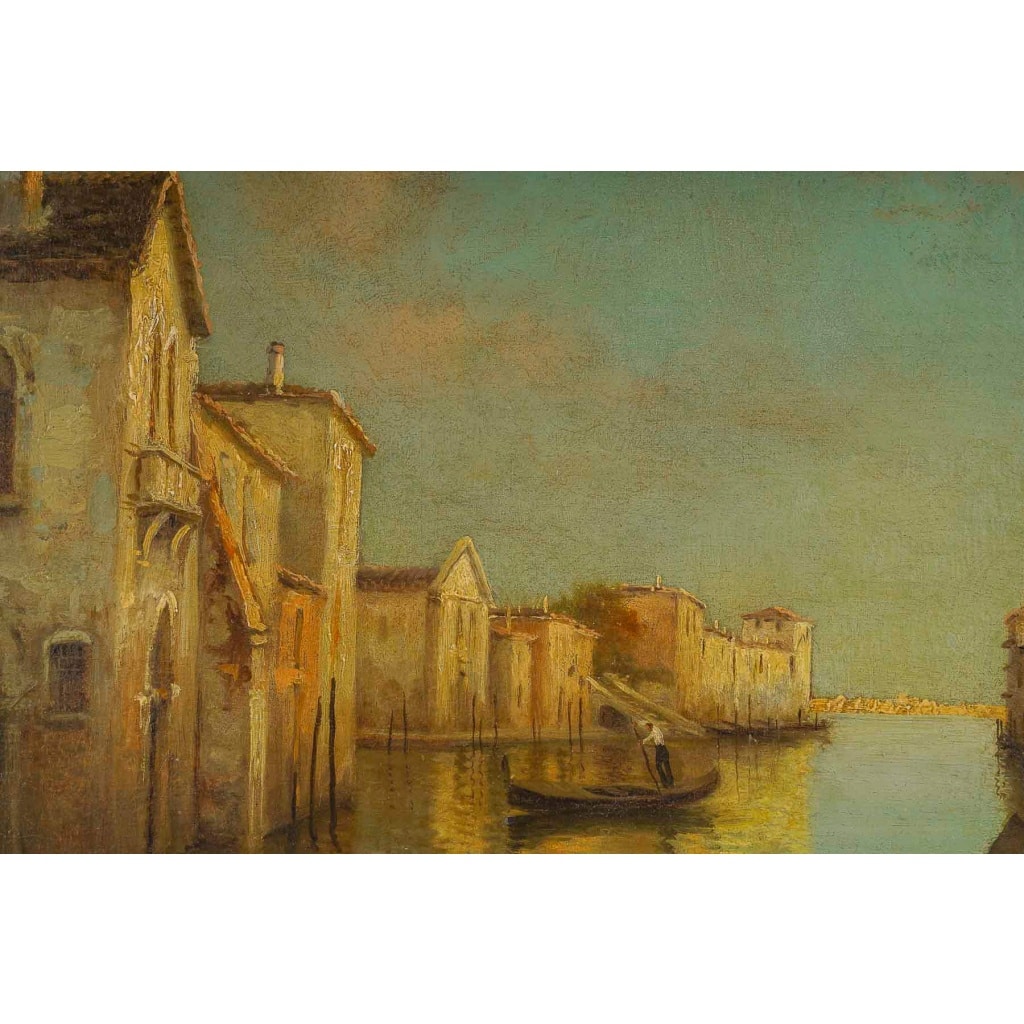 Alphonse Lecoz Venise et ses Canaux huile sur toile vers 1890-1900 