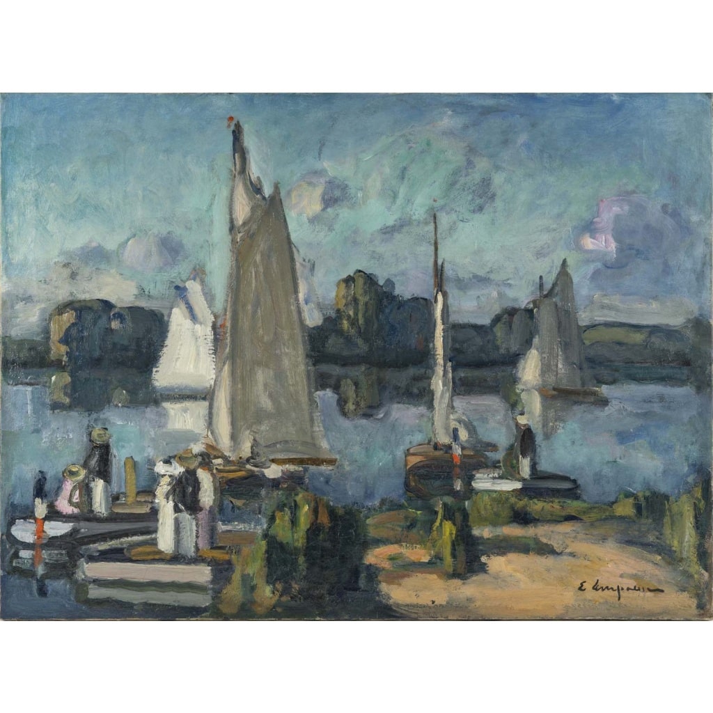 Edmond LEMPEREUR (1876 - 1909) L’embarquement - Circa 1900 Edmond-LEMPEREUR-1876-1909-La-promenade-en-barque-