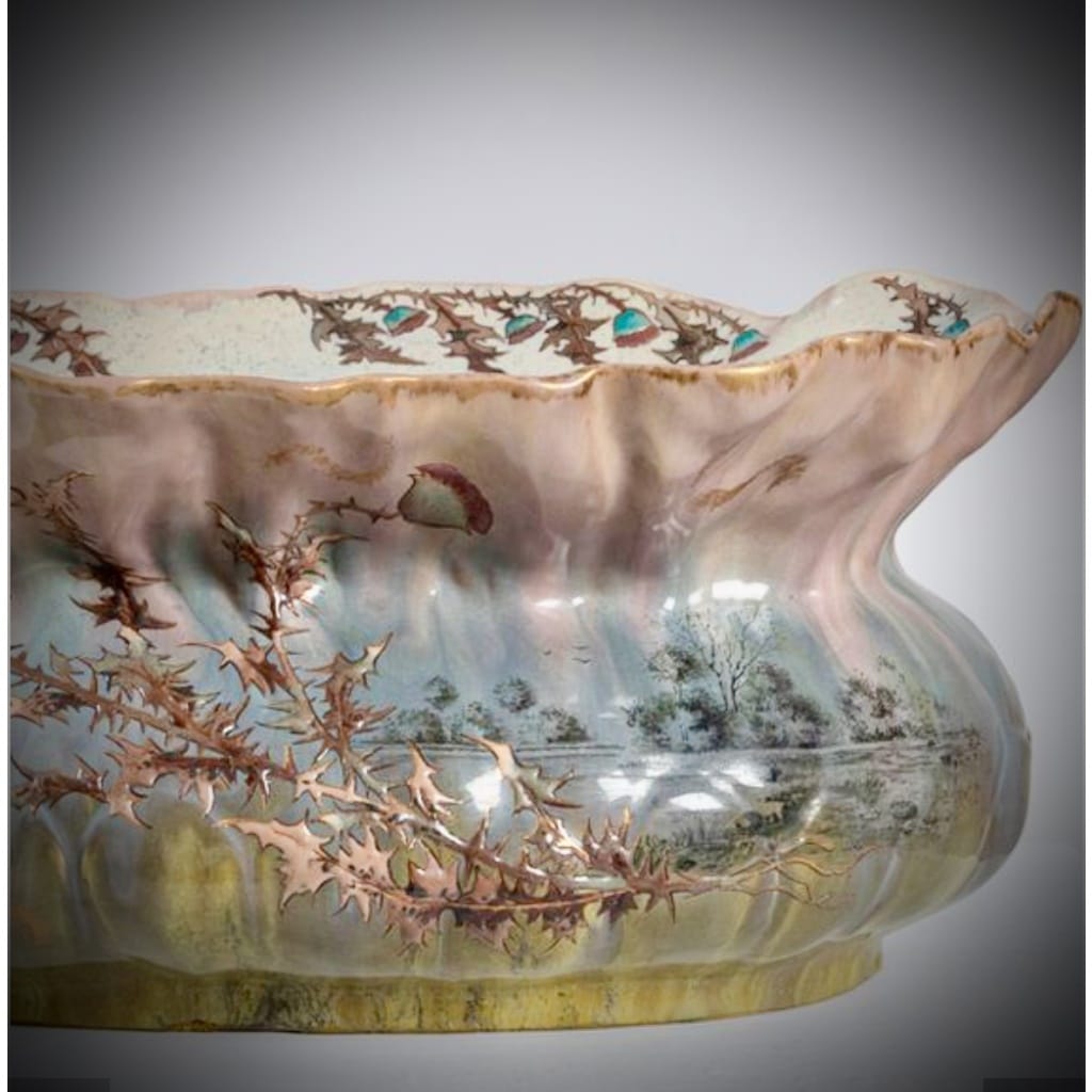 EMILE GALLE JARDINIERE FAIENCE 