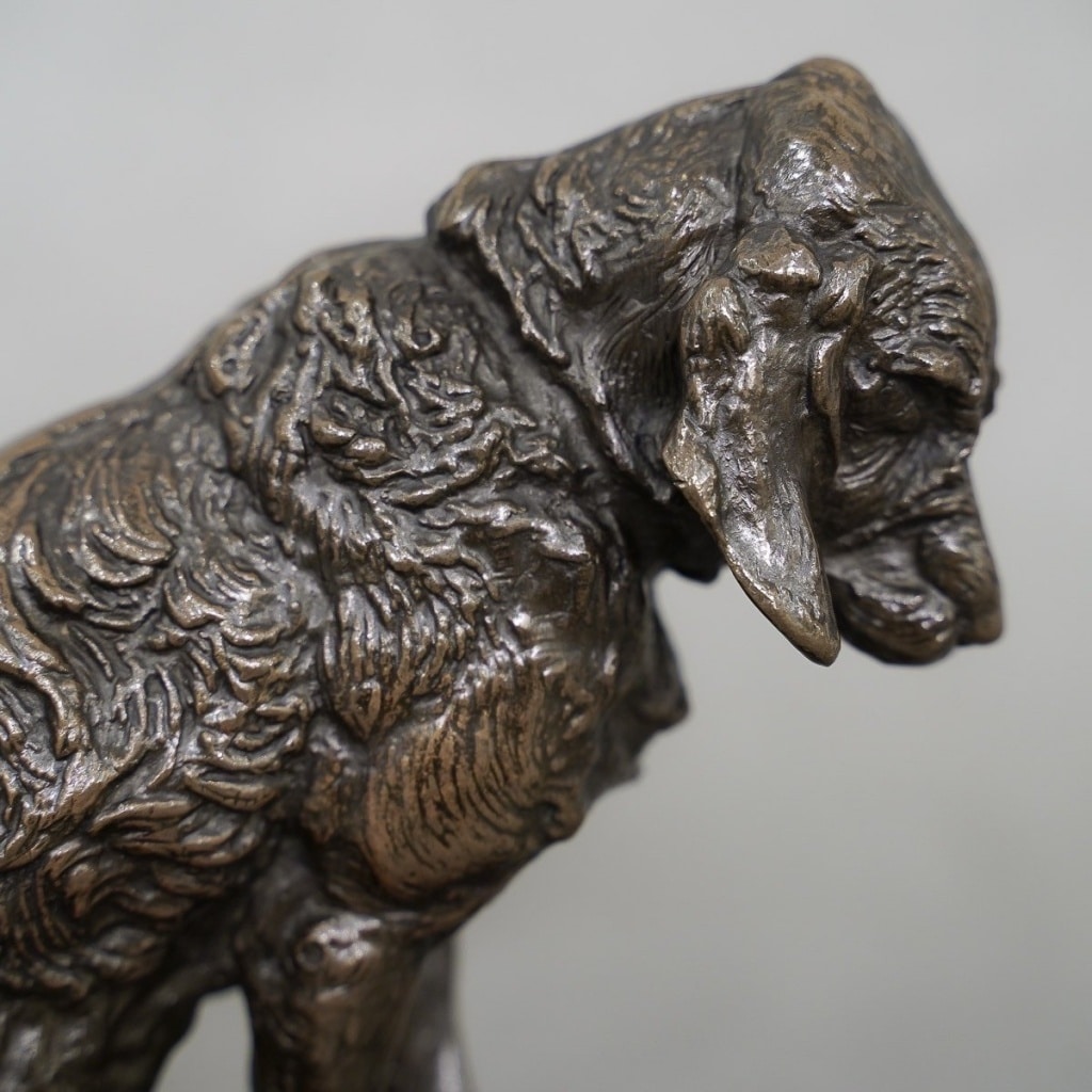 Sculpture - Chien Terrier Assis , Emmanuel Frémiet (1824-1910) - Bronze 