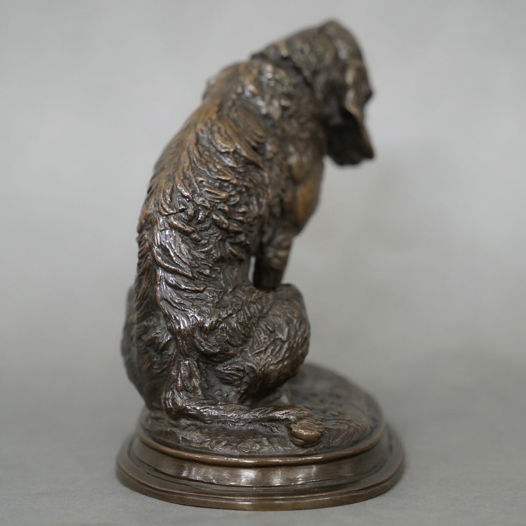 Sculpture - Chien Terrier Assis , Emmanuel Frémiet (1824-1910) - Bronze 