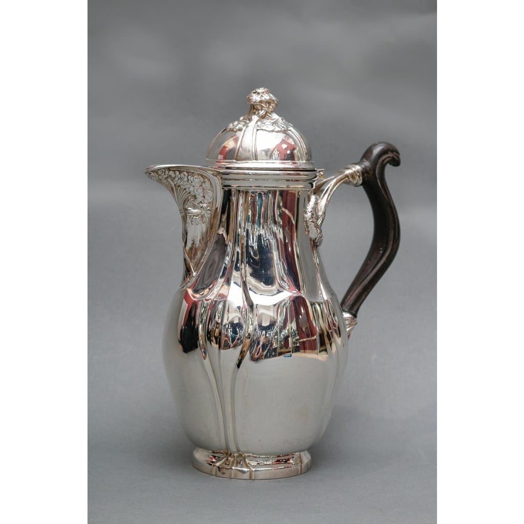 LELIÈVRE (Eugène-Alfred) – Cafetière en argent Massif TIFFANY circa 1880 ART NOUVEAU 