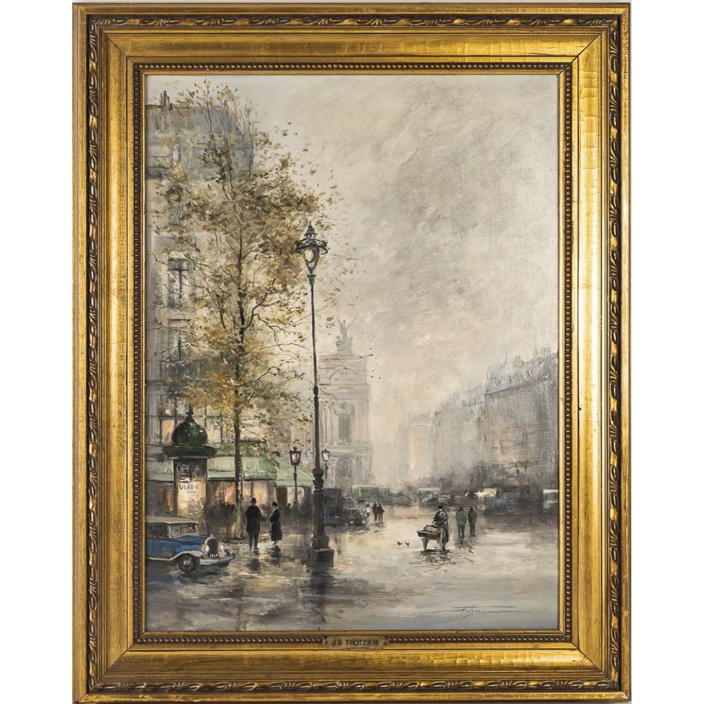 Jean Bernard Trotzier Vue de l’Opéra Garnier huile sur toile XXème siècle 