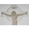 Statuette "Crucifix - Christ" verre blanc patiné gris de René LALIQUE 