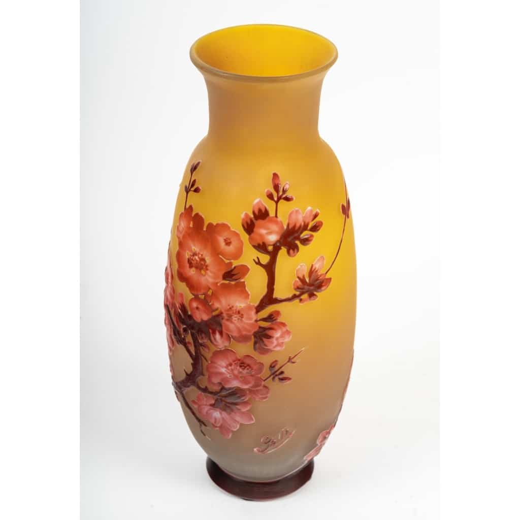 Émile Gallé (1846-1904) « Fleurs de Pommier » Vase en verre soufflé-moulé circa 1905 