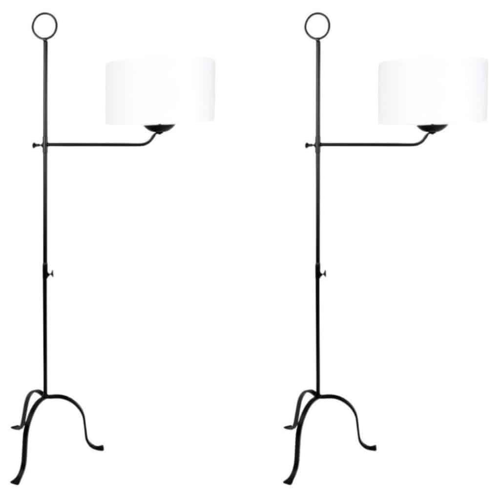 1960 Original, Paire de lampadaires en fer forgé des Ateliers Vallauris 