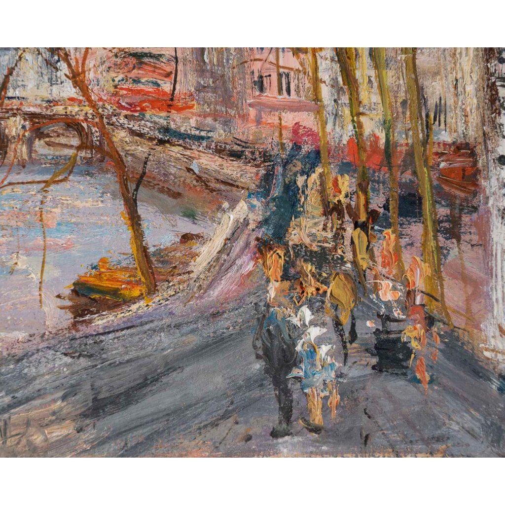 Serge Belloni (1925-2005), Vue des Quais de Seine, Huile sur Bois, Vers 1960 