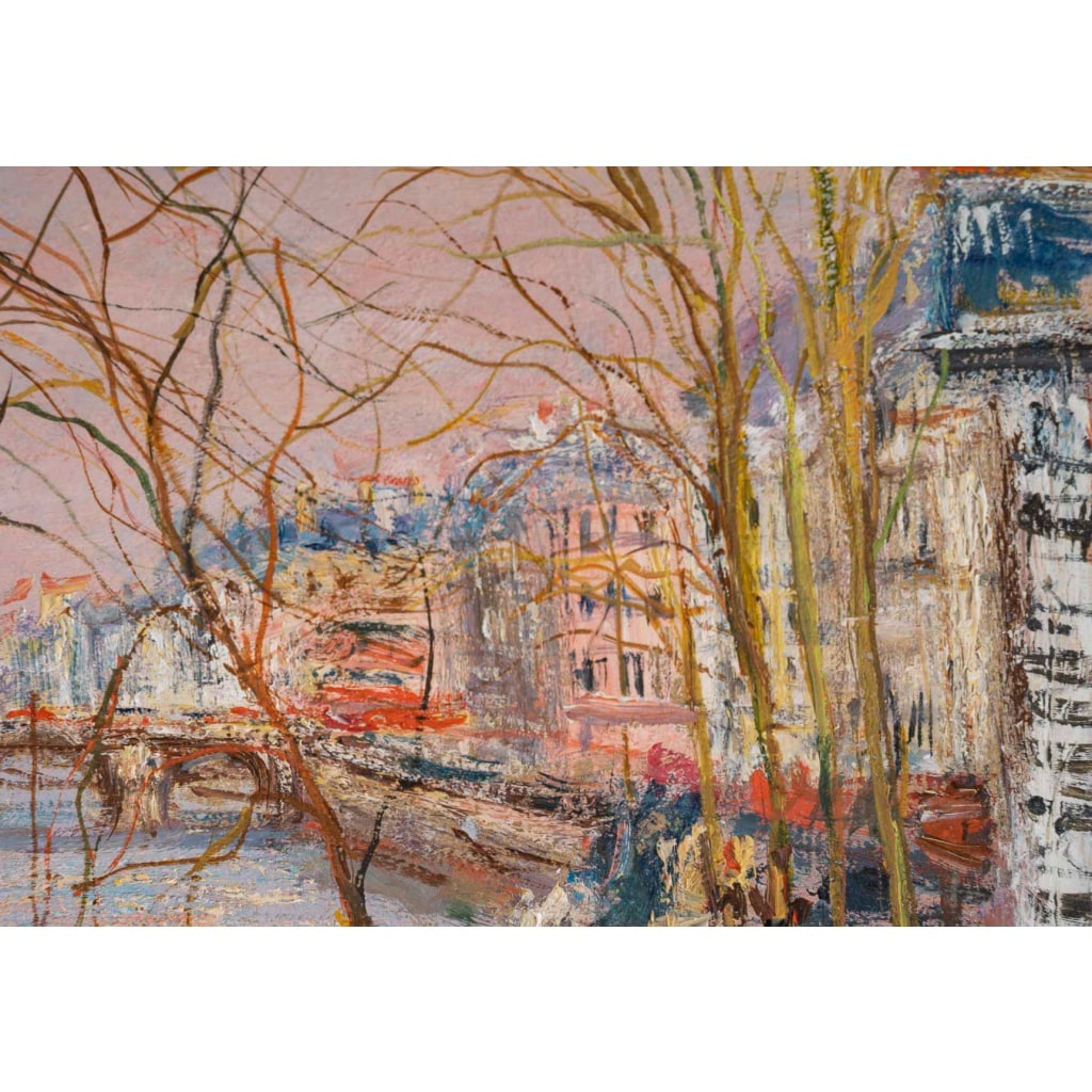 Serge Belloni (1925-2005), Vue des Quais de Seine, Huile sur Bois, Vers 1960 